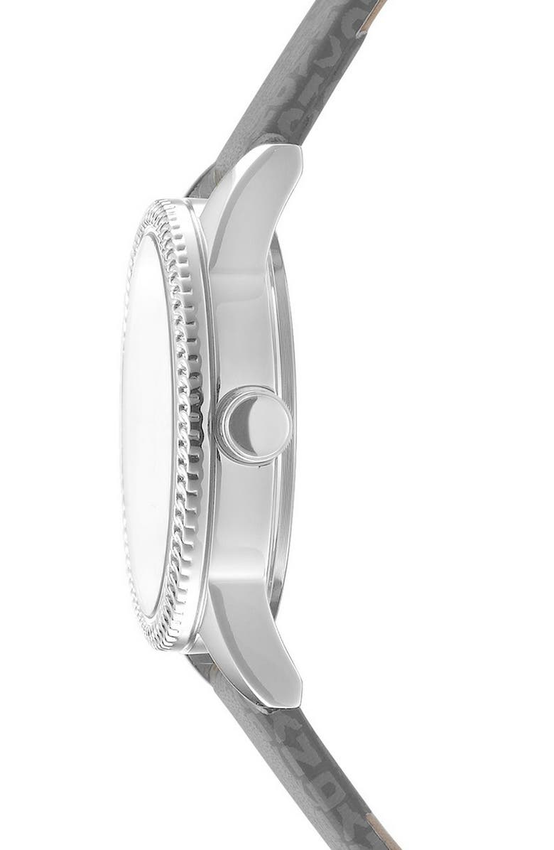 DKNY L 113 Leather Strap Watch, Alternate, color, Silver