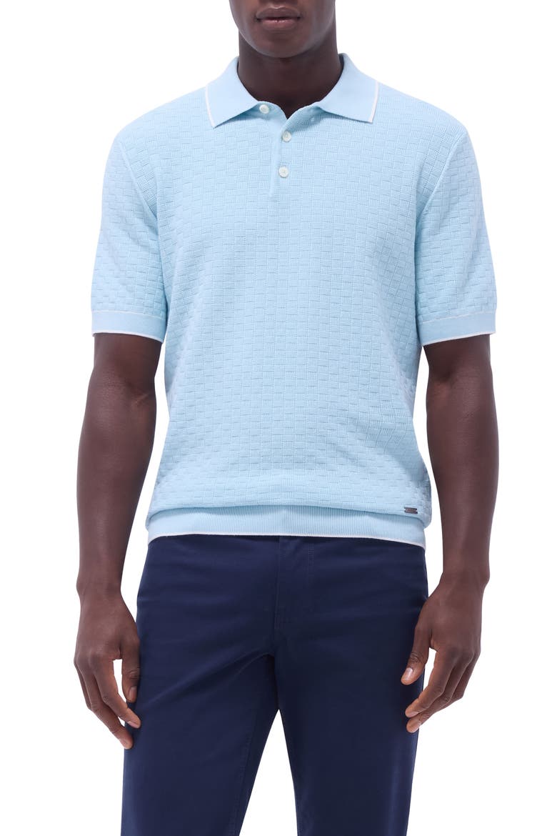 Tipped Contrast Collar Polo Sweater , Main, color, ICE