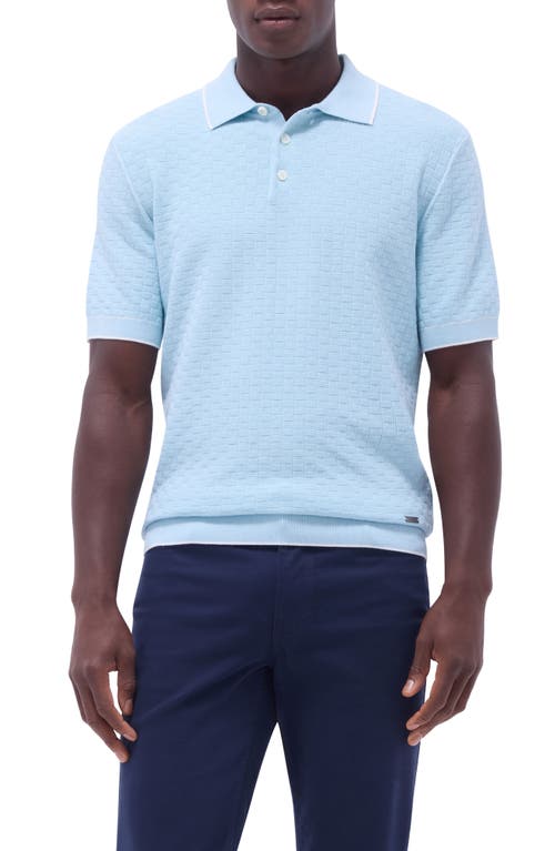 Bugatchi Tipped Contrast Collar Polo Sweater In Ice
