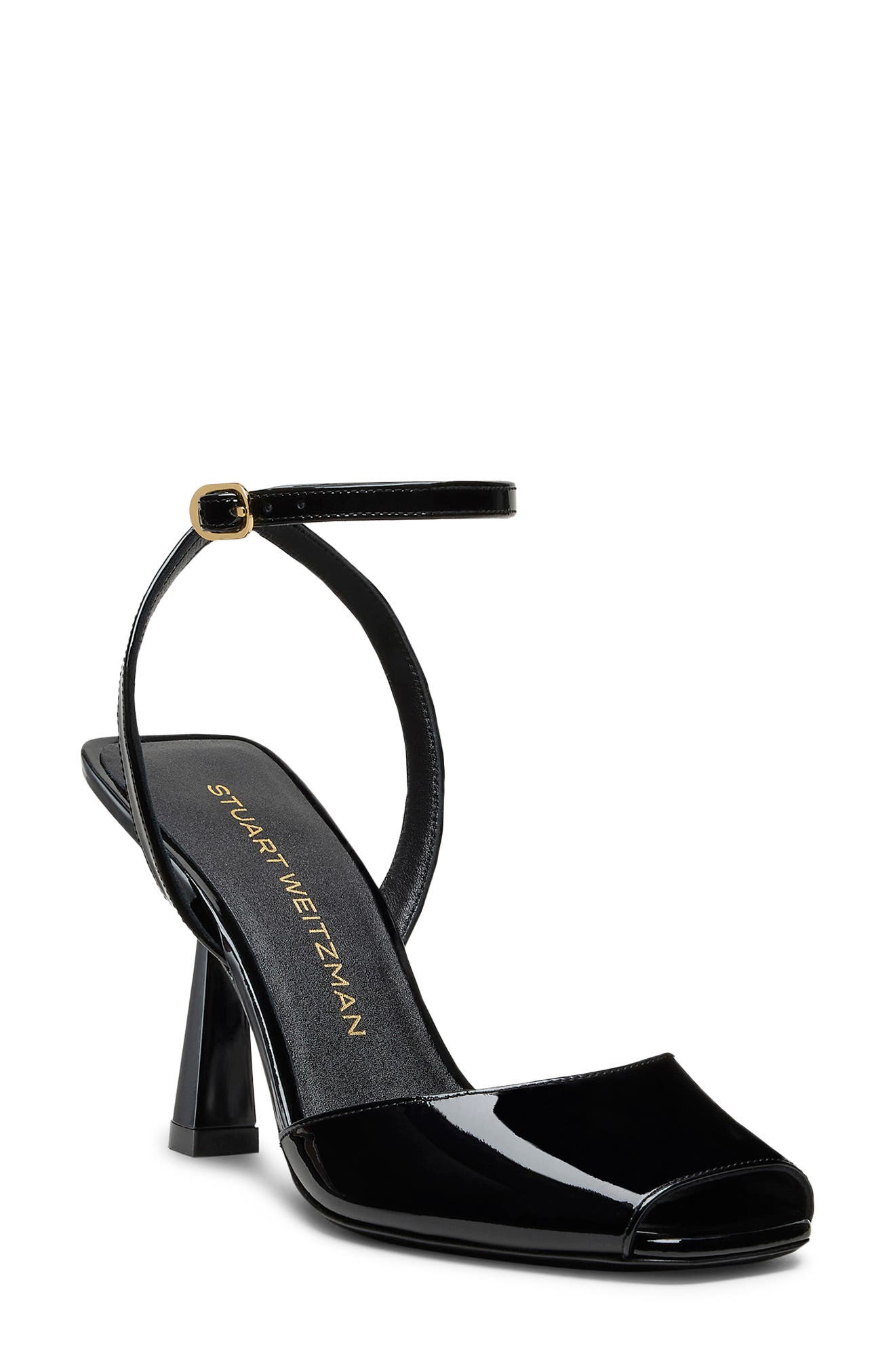 Stuart Weitzman Val Ankle Strap Sandal, Main, color, Black