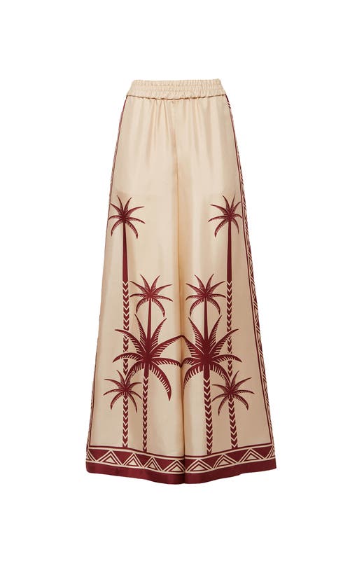 La Doublej Wide-leg Silk Palazzo Pants With Floral Detail In Date Palms Placée Ivory