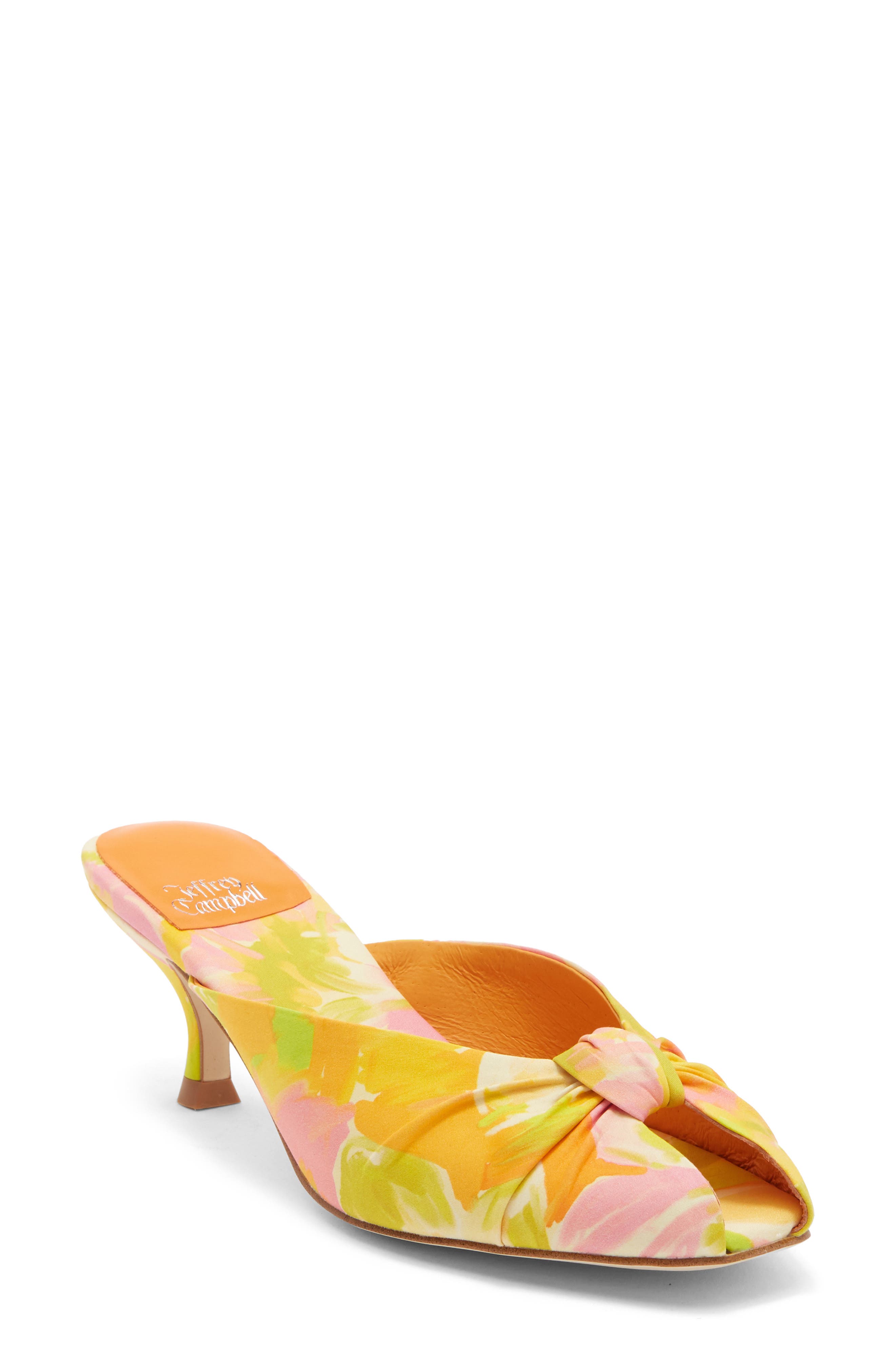 Jeffrey Campbell Twista Kitten Heel Sandal, Main, color, Orange Multi Floral