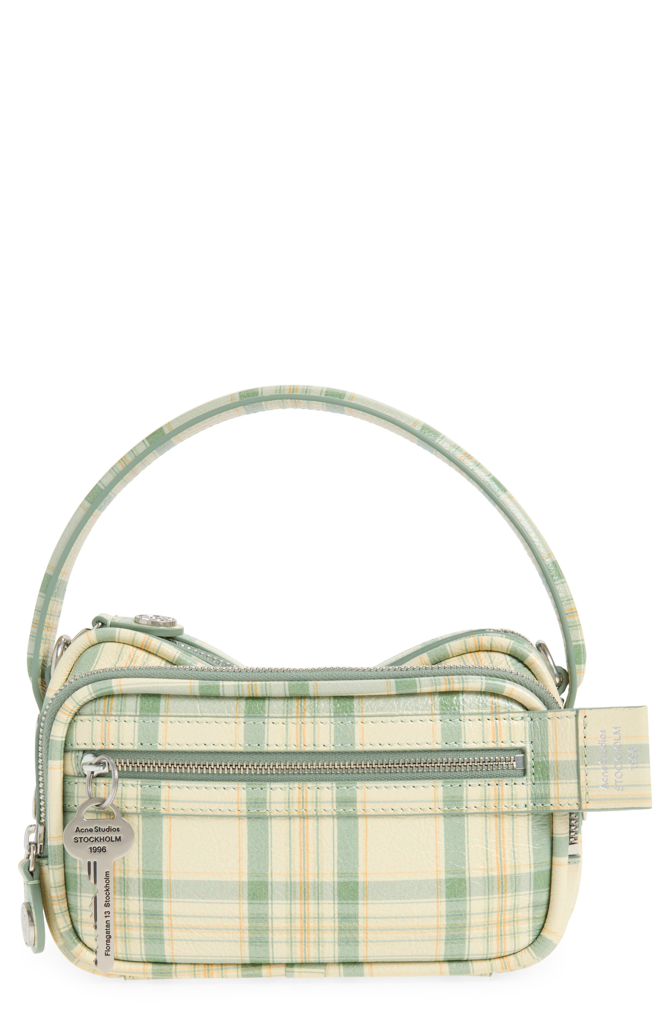 Acne Studios Camero Kit Check Crossbody Bag, Main, color, Green/ Orange
