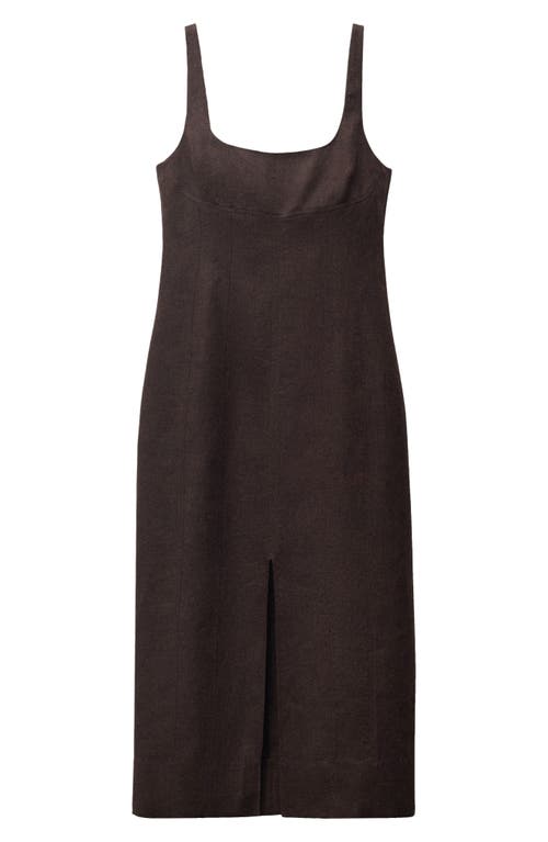 Shop Mango Front Slit Linen Dress