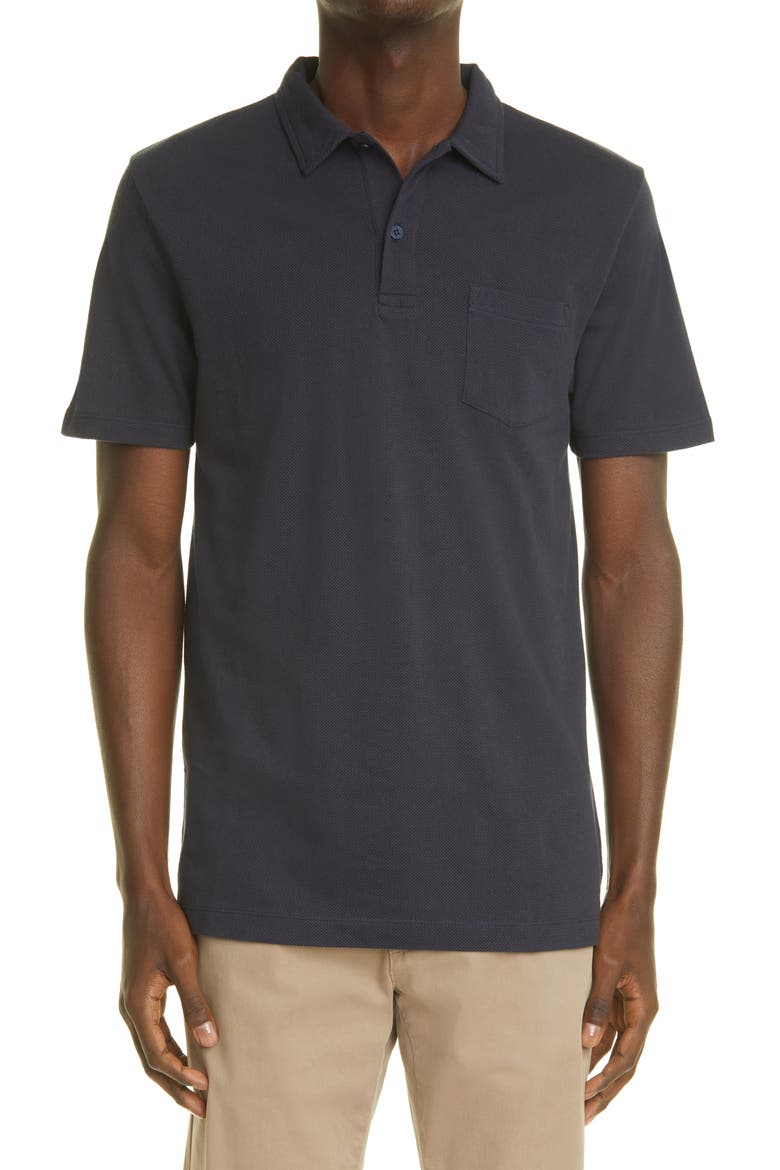 Men's Riviera Cotton Polo, Main, color, NAVY