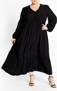 City Chic Journey Ruffle Long Sleeve Maxi Dress