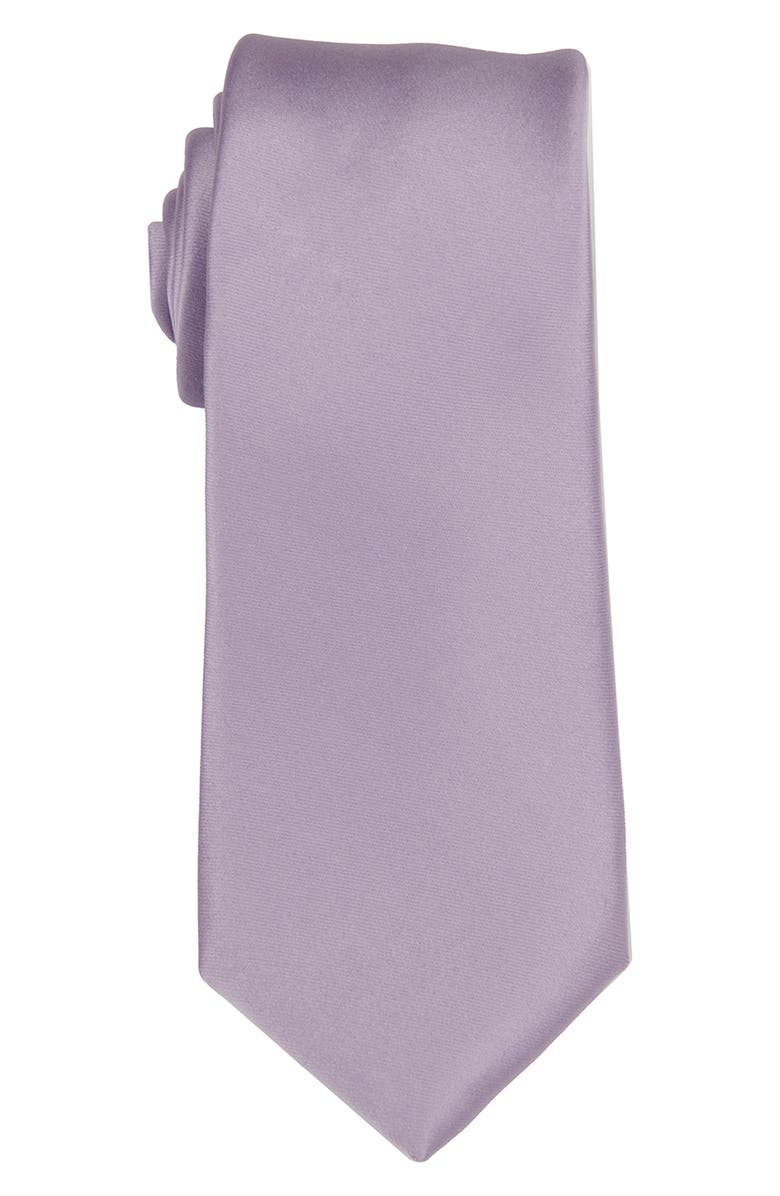 CONSTRUCT Solid Satin Tie, Main, color, Lavender