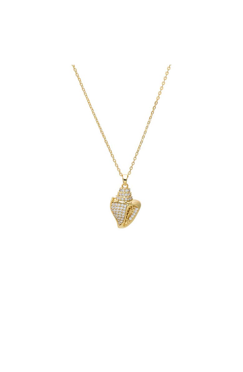 BY ADINA EDEN Pave Conch Pendant Necklace, Main, color, Gold