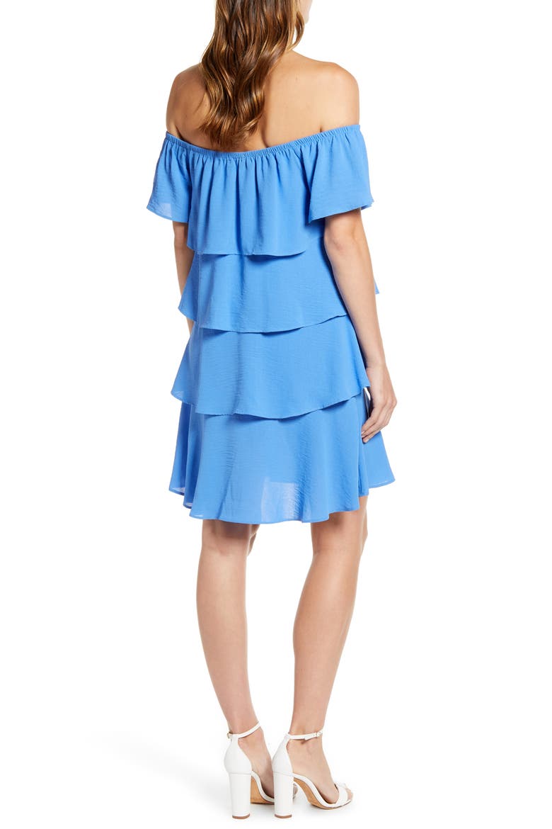 x Hot Summer Nights Natalie Off The Shoulder Ruffle Dress (Nordstrom Exclusive), Alternate, color, CORNFLOWER