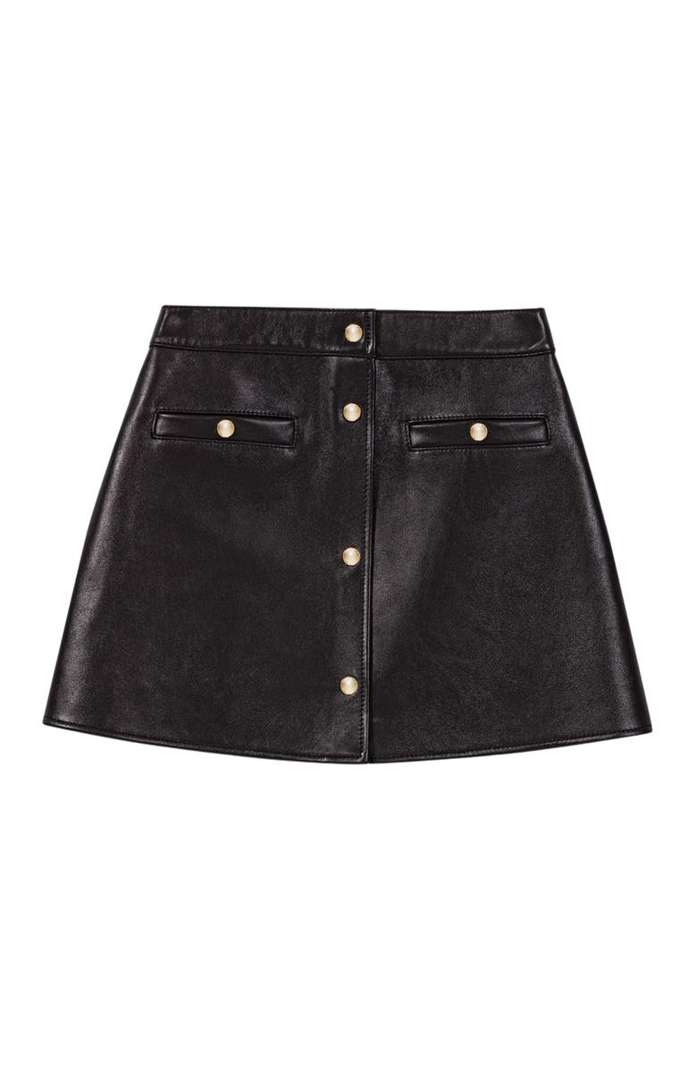 maje Short leather skirt, Alternate, color, Black