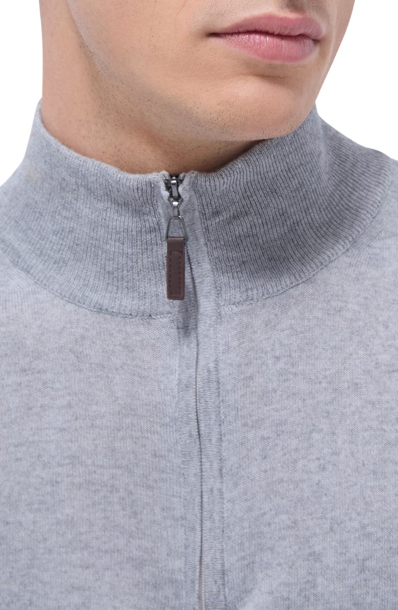 Bugatchi Quarter Zip Cotton & Cashmere Pullover, Alternate, color, Platinum