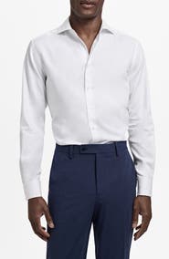 MANGO Slim Fit Cotton Suit Button-Up Shirt
