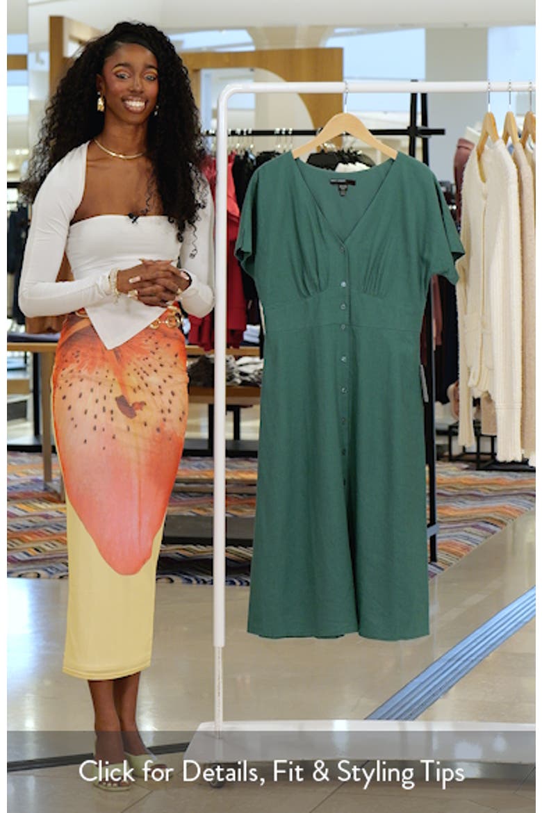 Flutter Sleeve Flare Linen Blend Midi Dress video