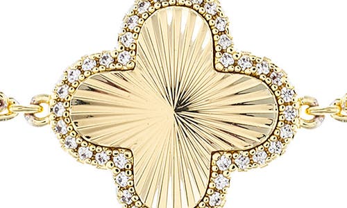 Rivka Friedman 18k Gold Clad Pavé Cz Clover Charm Bracelet In Gold