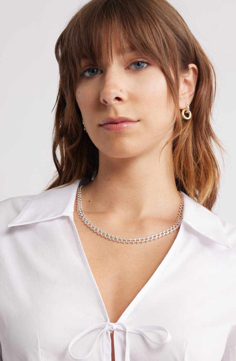 Open Edit Huggie Drop Earrings, Alternate, color, Silver- Gold