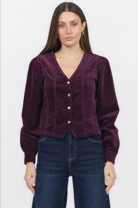 Marnie V-neck Corduroy Blouse