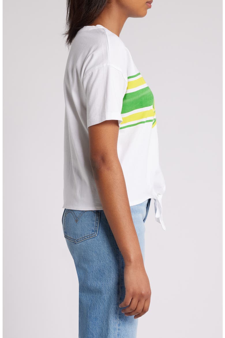 Women's WEAR by Erin Andrews White Oregon Ducks Striped Front Knot Cropped T-Shirt, Alternate, color, White