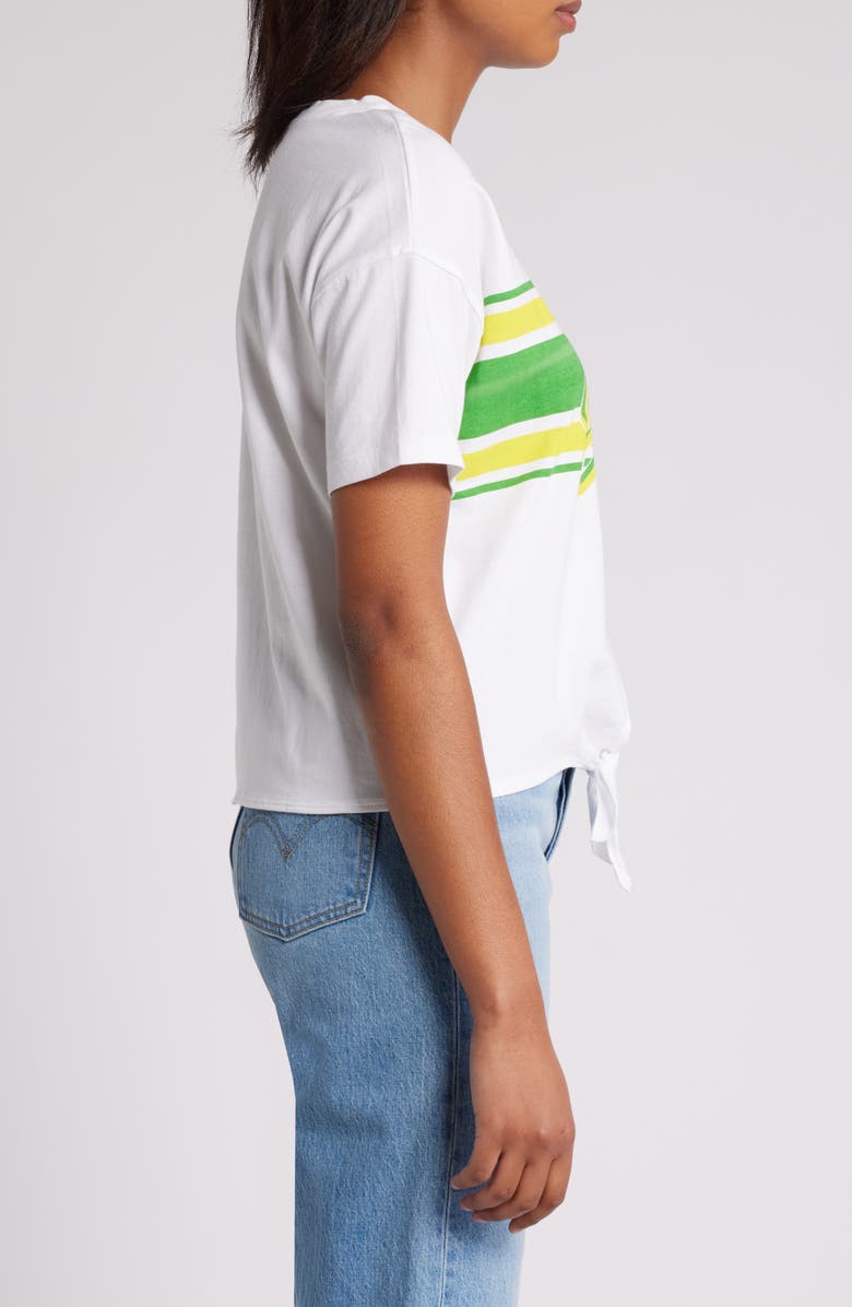 WEAR by Erin Andrews Women's WEAR by Erin Andrews White Oregon Ducks Striped Front Knot Cropped T-Shirt, Alternate, color, White