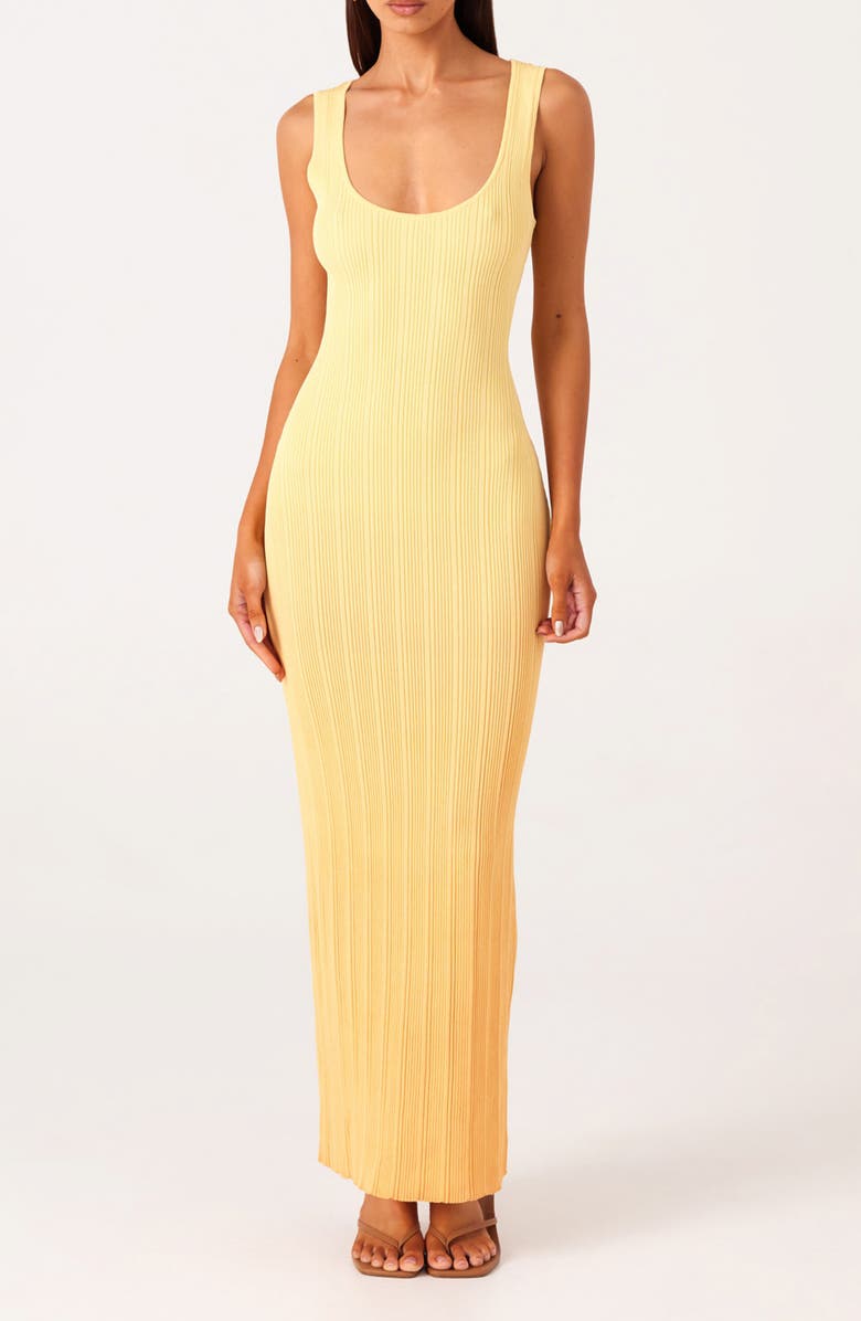 SNDYS Odessa Ombré Variegated Rib Cody-Con Maxi Dress, Main, color, Mango Ombre