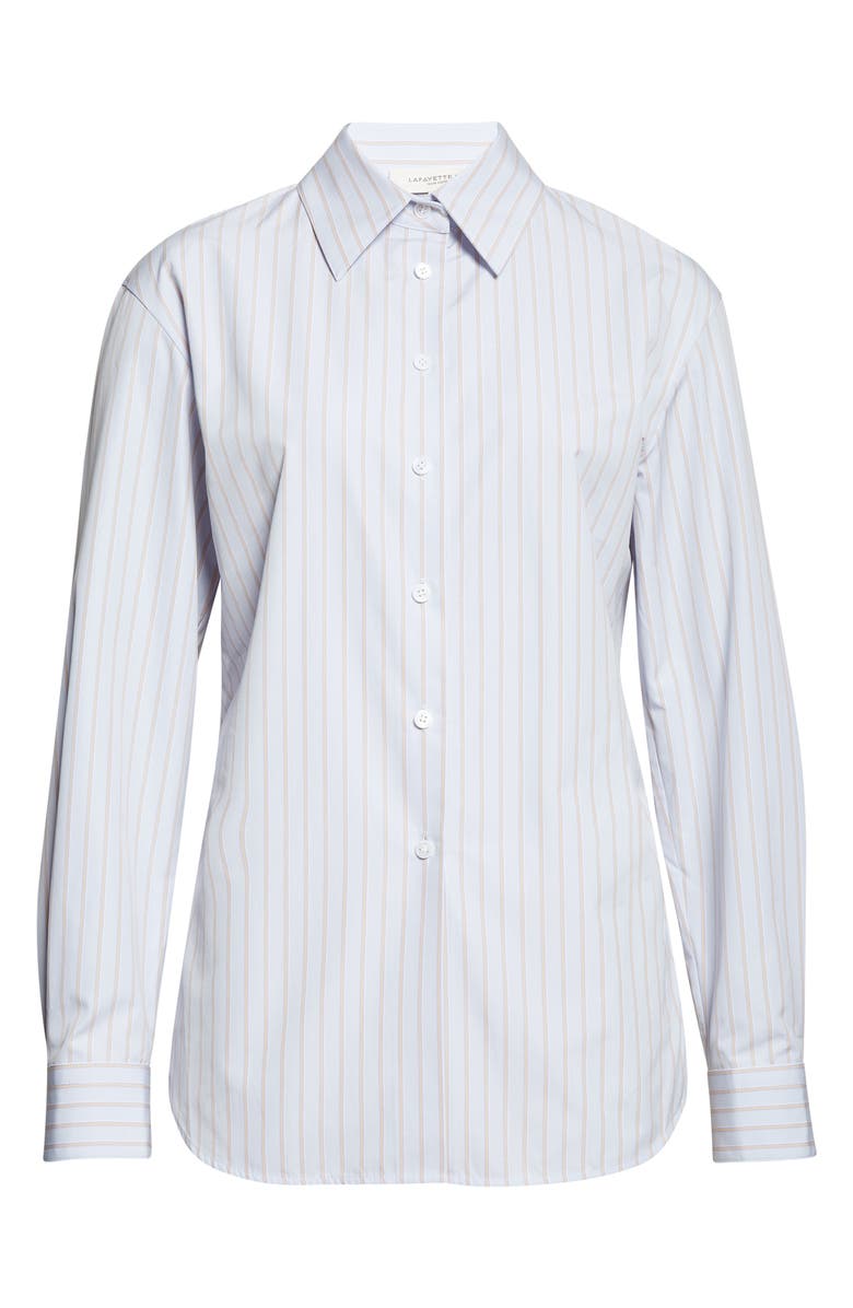 Lafayette 148 New York Aurora Stripe Cotton Tailored Shirt, Alternate, color, Glacier Blue Multi