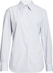 Lafayette 148 New York Aurora Stripe Cotton Tailored Shirt