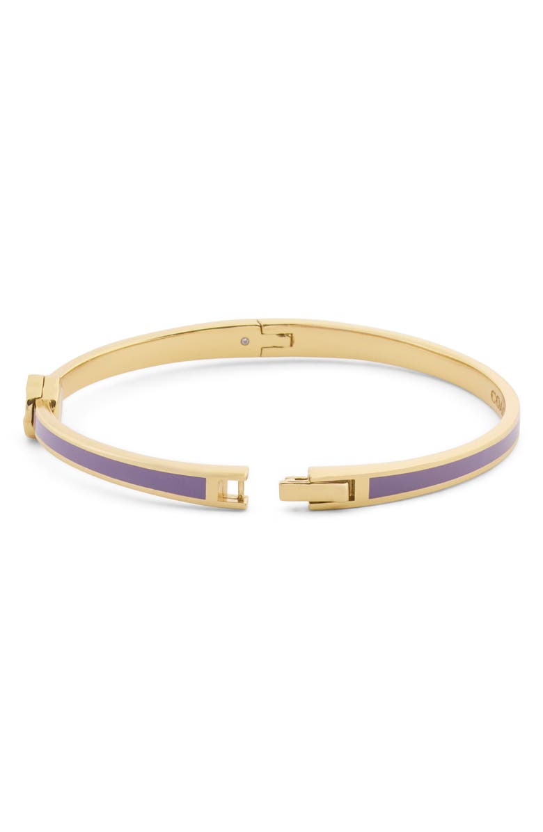 COACH Tea Rose Enamel Thin Hinged Bracelet, Alternate, color, Purple/ Gold