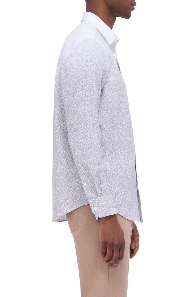 Bugatchi Julian Shaped Fit Stretch Print Button-Up Shirt, Alternate, color,