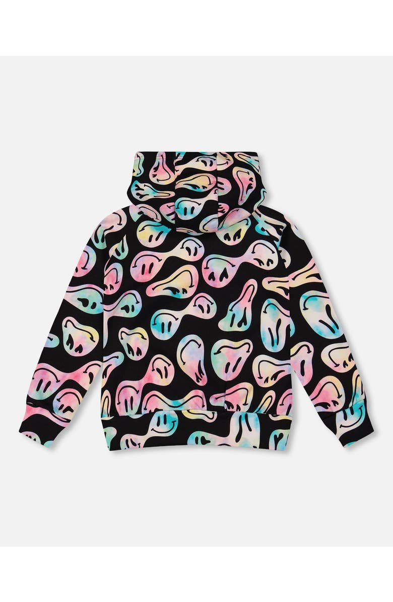 Deux par Deux Pullover Fleece Hoodie, Alternate, color, Smiley Face Girl