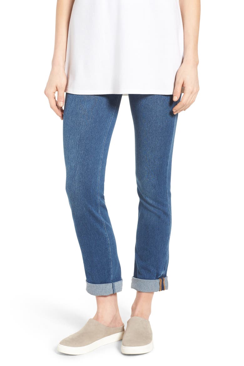 'Lyssentials Boyfriend High Rise Denim Jeans, Main, color, MID WASH