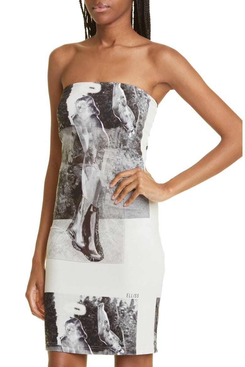 Garden Angel Strapless Jersey Dress, Alternate, color, BLACK PRINT MULTI