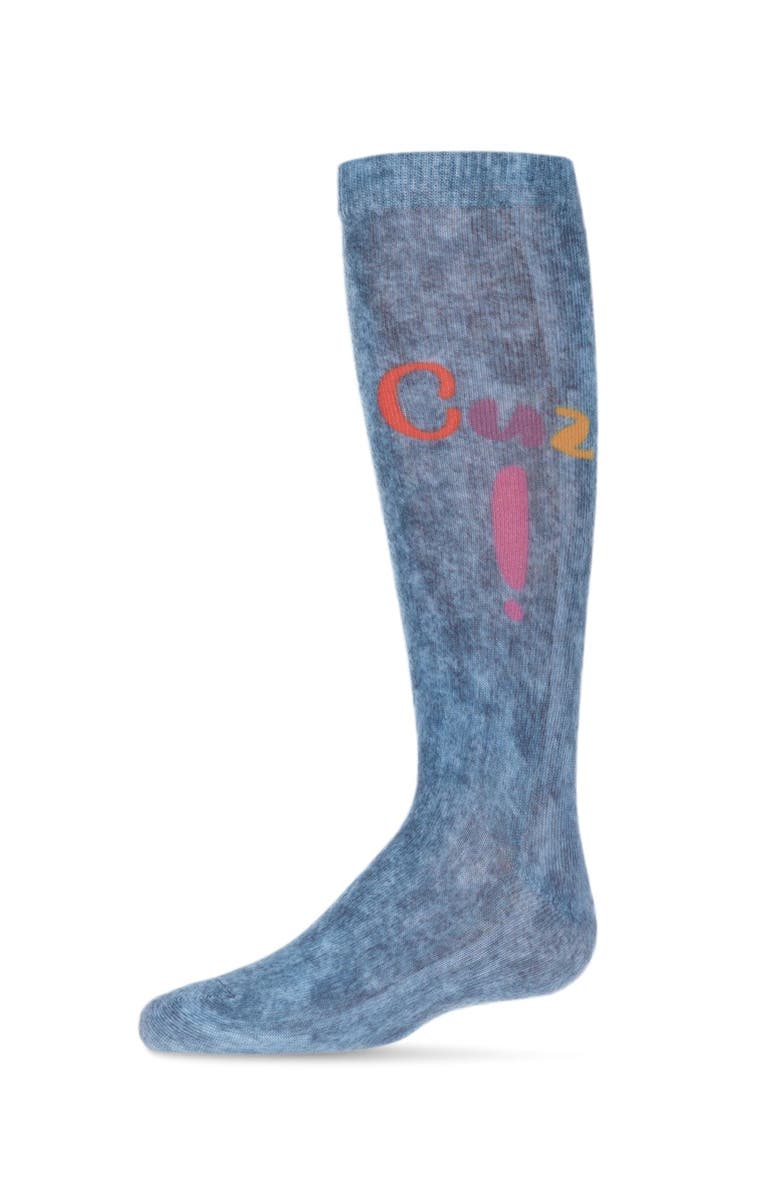 MeMoi Cuz! Acid Washed Knee High Sock, Main, color, Blue
