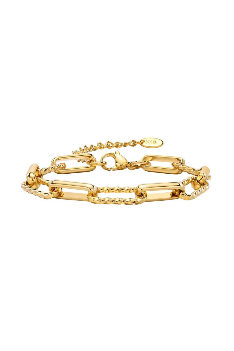 Sienna Adjustable Paperclip Chain Stackable Bracelet, Main, color, Gold