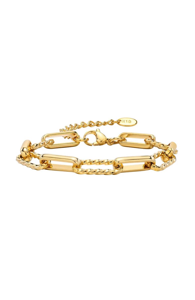 Hollywood Sensation Sienna Adjustable Paperclip Chain Stackable Bracelet, Main, color, Gold
