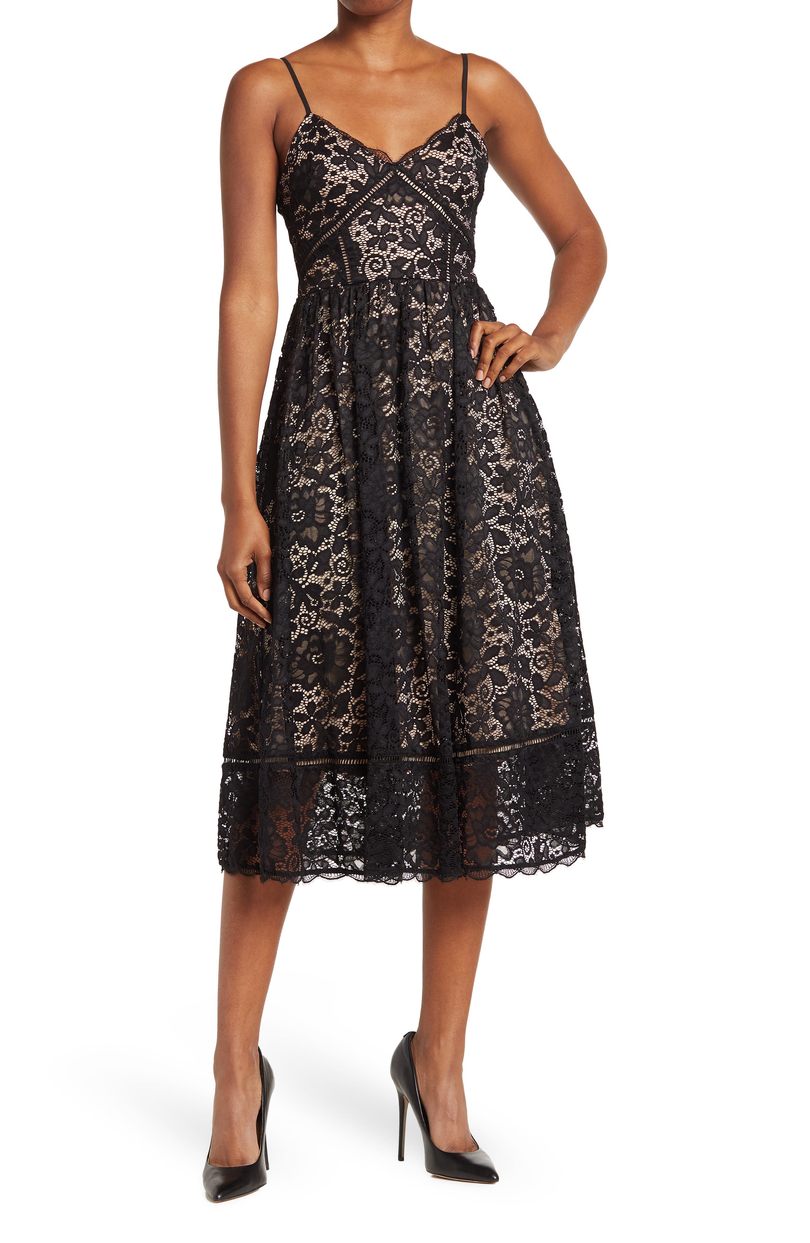 NSR Crochet Stretch Lace Midi Dress