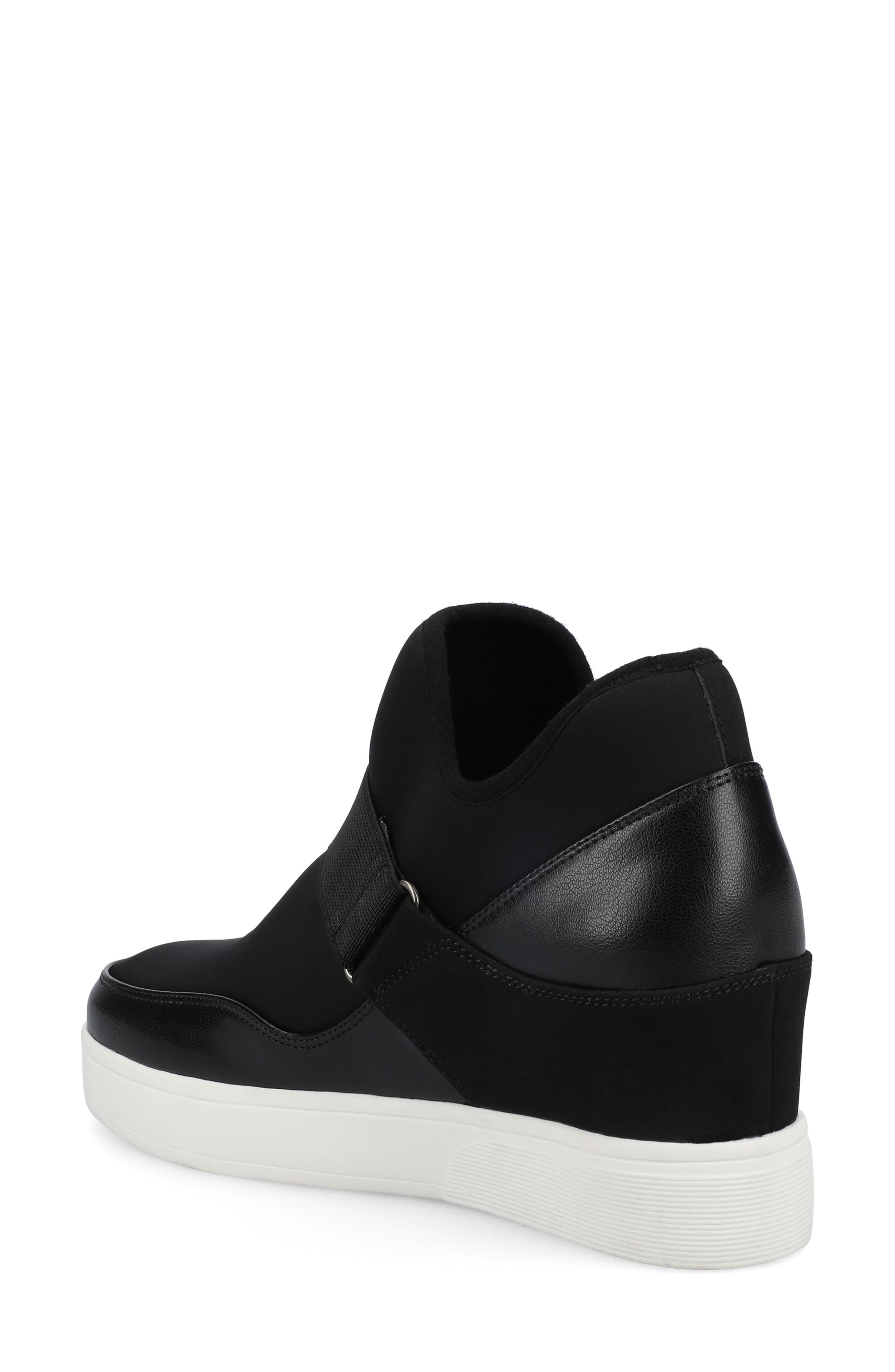 Journee Collection Damari Stretch Wedge Sneaker, Alternate, color, Black