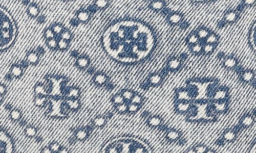 Tory Burch Small T Monogram Denim Balloon Bag In Blue