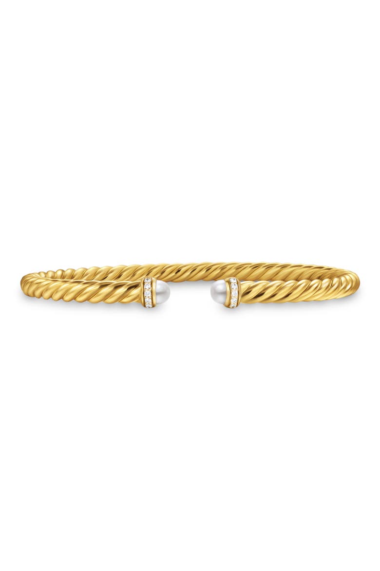 Modern Cablespira® Flex Bracelet in 18K Yellow Gold & Diamonds, Main, color, PEARL