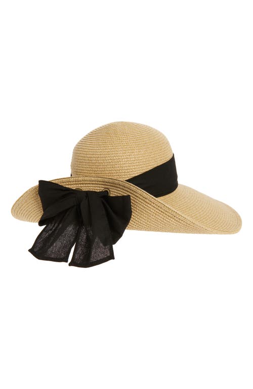 Vince Camuto Flip Up Straw Floppy Hat In Natural Black