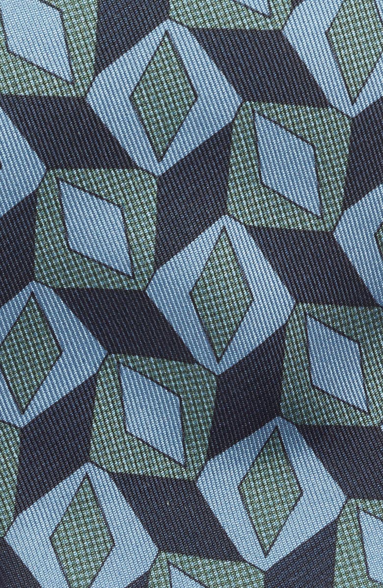 Jack Victor Nielsen Geometric Print Silk Tie, Alternate, color, Navy