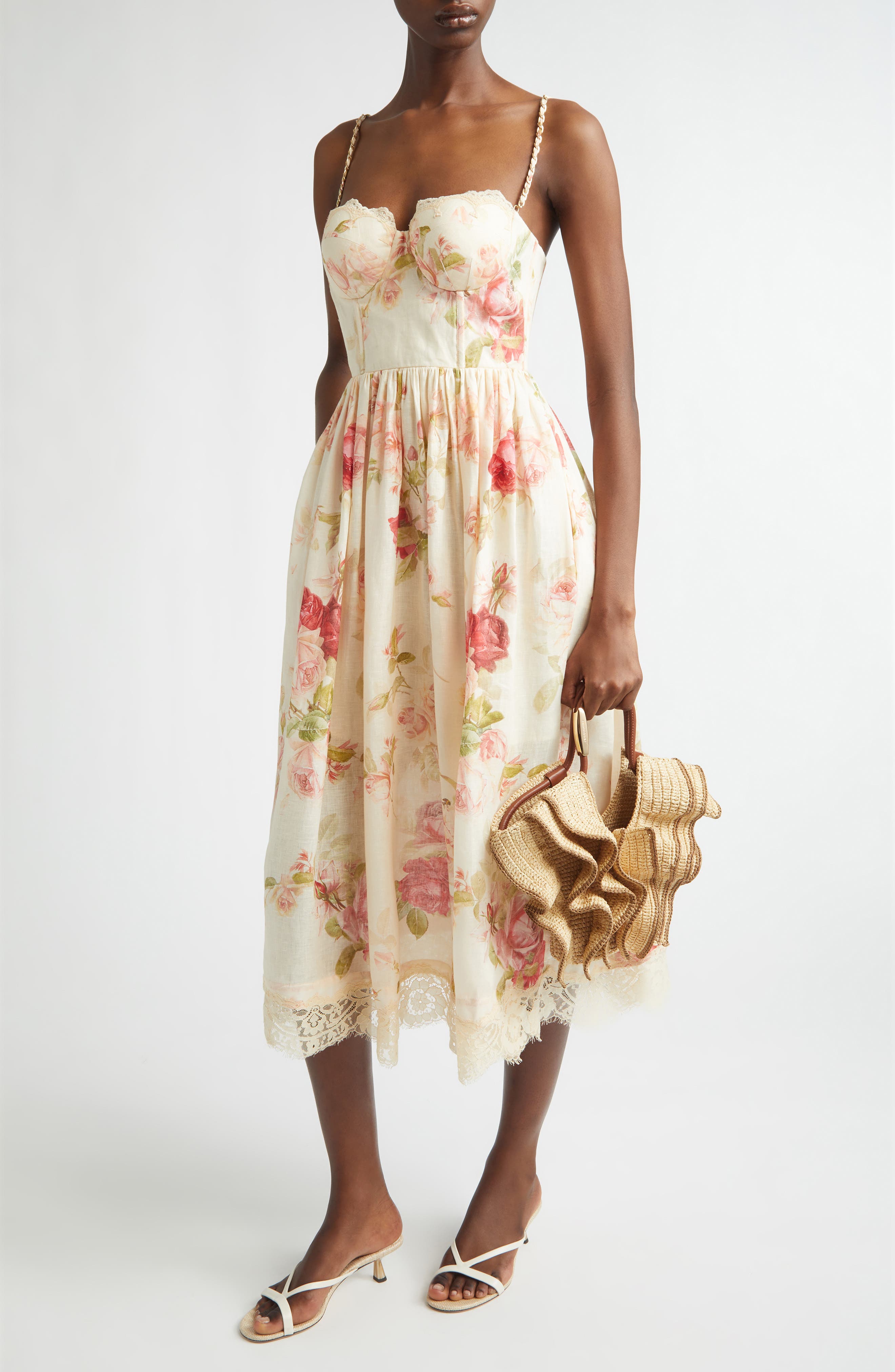 Zimmermann Roselight Picnic Linen Midi Sundress (Women) | Nordstrom