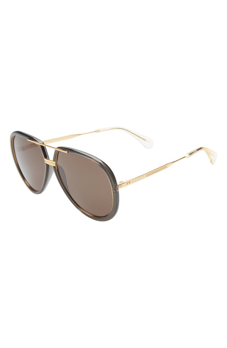 Gucci 61mm Aviator Sunglasses, Alternate, color,