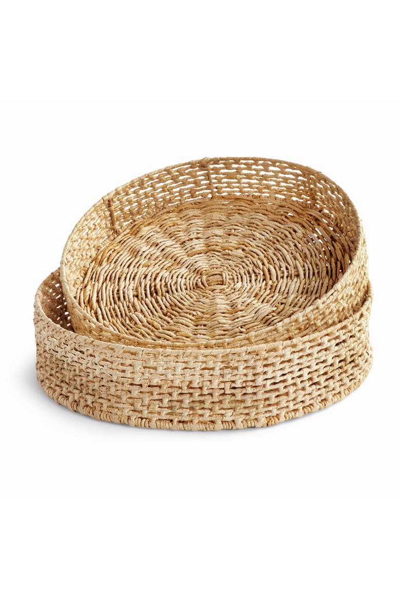 Juliet Abaca Round Trays, Set of 2, Main, color, Brown