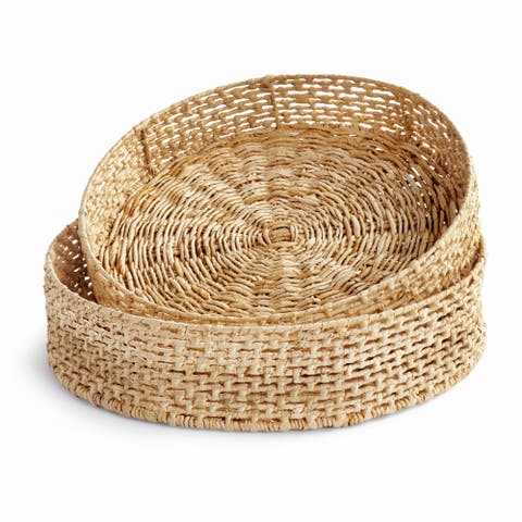 Juliet Abaca Round Trays, Set of 2