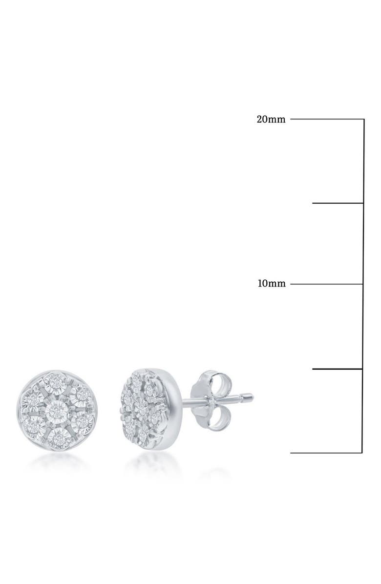 SIMONA Sterling Silver Bright Cut Diamond Cluster Round Stud Earrings - 0.02ct., Alternate, color, Silver