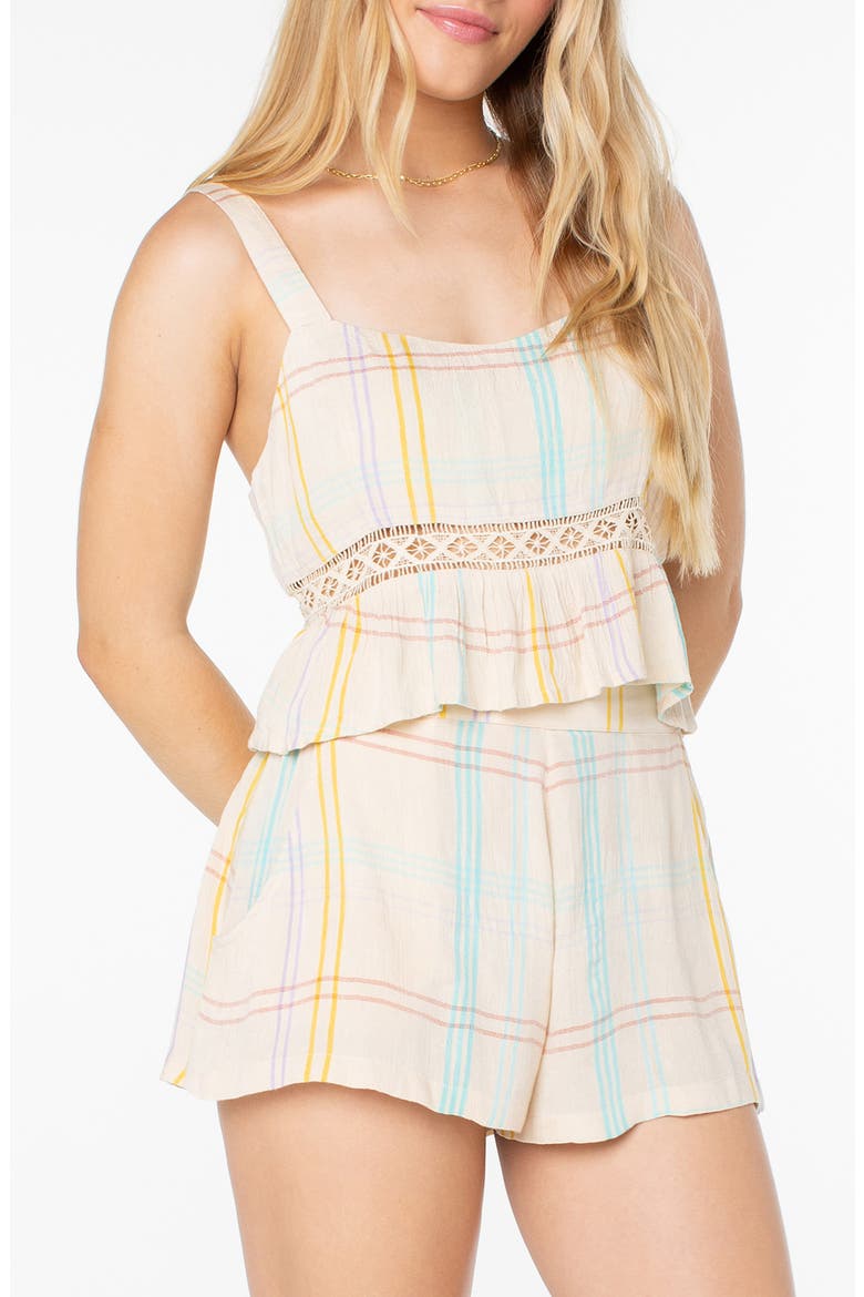 Island Time Open Stitch Tank, Main, color, PARCHMENT WINDOWPANE PLAID