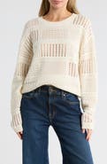 Lucky Brand Long Sleeve Pointelle Crewneck Sweater