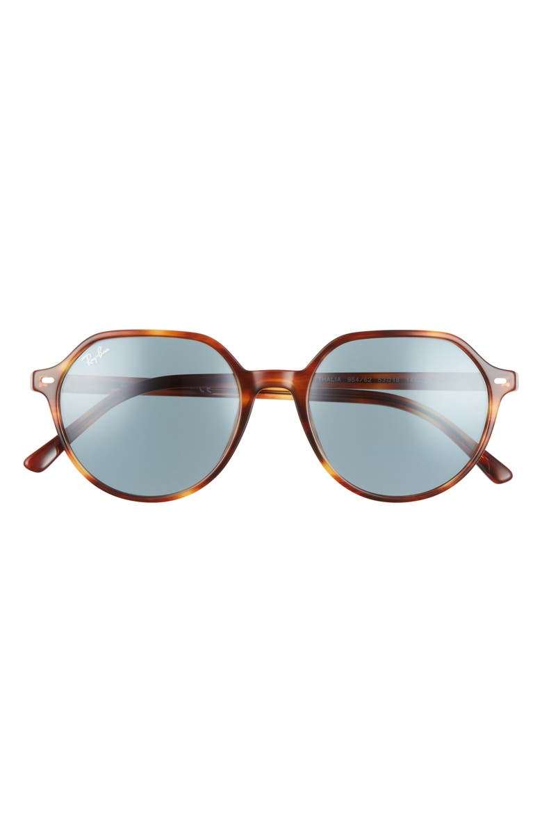 Ray-Ban Thalia 53mm Geometric Sunglasses, Main, color, Striped Havana / Blue