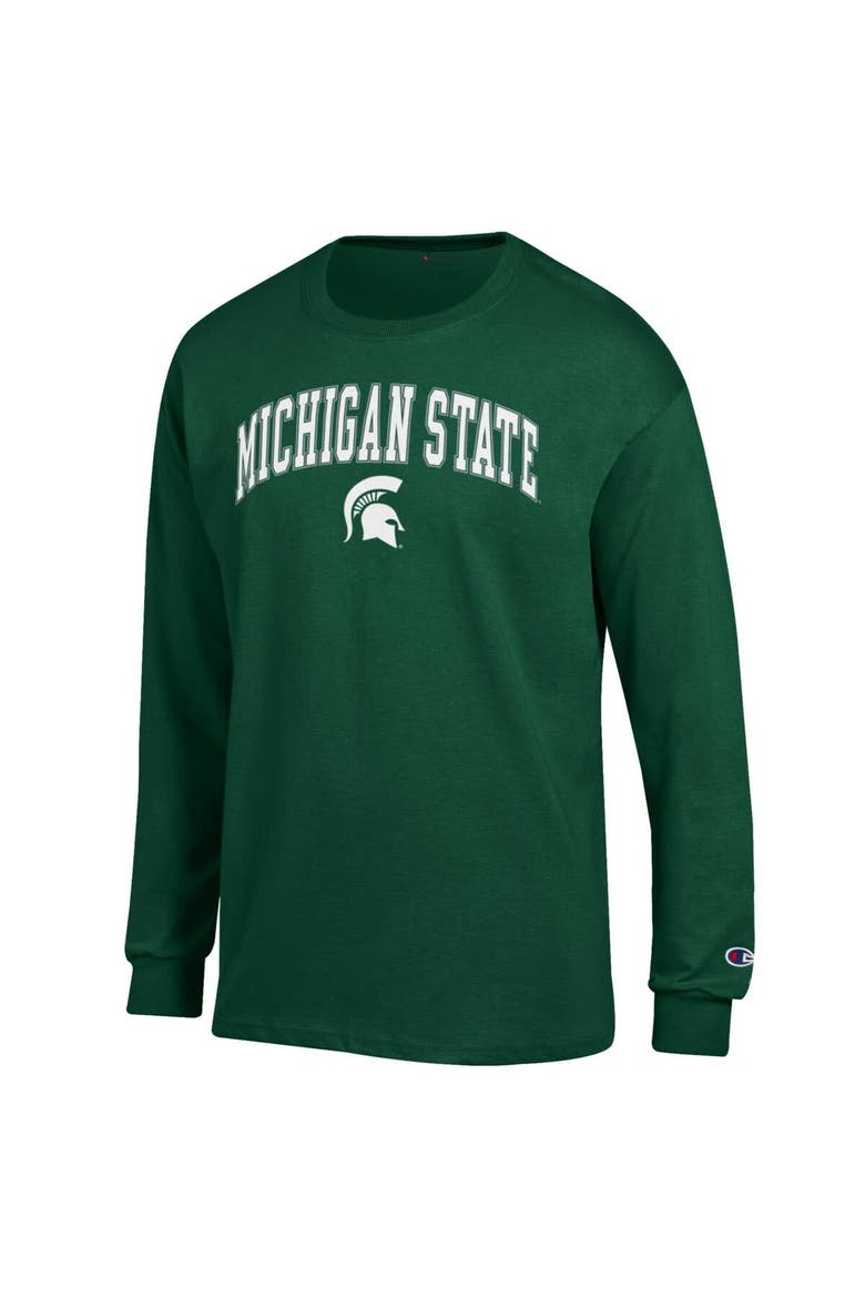 Men's Champion  Green Michigan State Spartans Arch Over Logo Long Sleeve T-Shirt, Alternate, color, Green