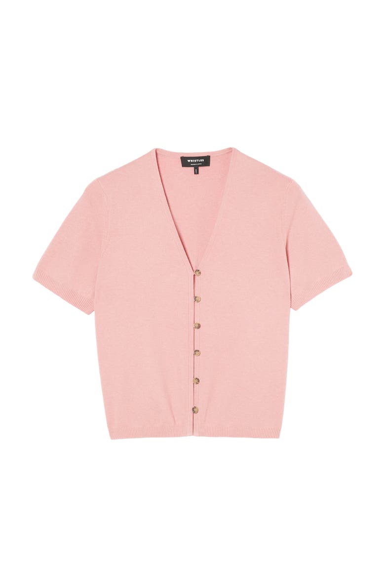 Short Sleeve Button Front Knit Cardigan, Alternate, color, Pink