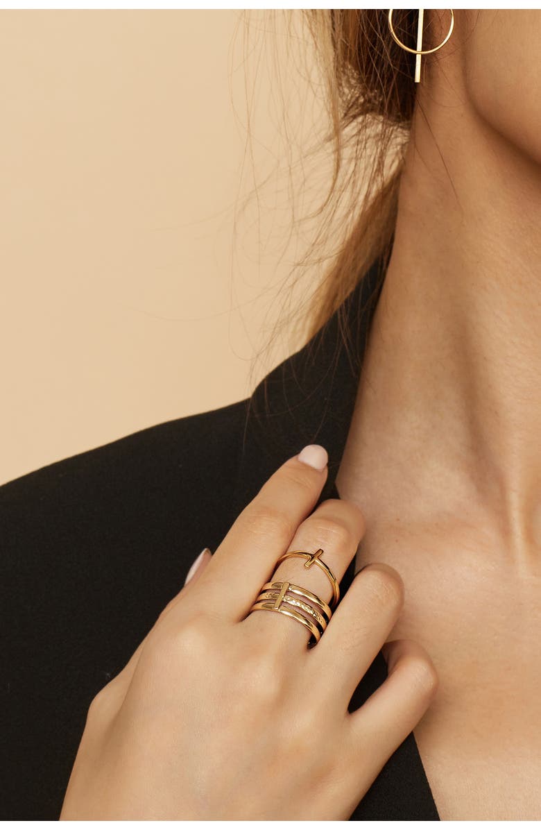 Oradina 14K Yellow Gold Triple Threat Ring, Alternate, color, Yellow Gold